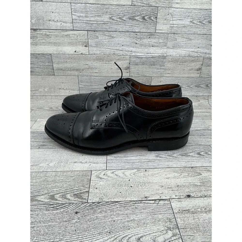 Allen Edmonds Sanford Black‎ Leather Cap Toe Brogue Derby Shoes Men Sz 8D 5207